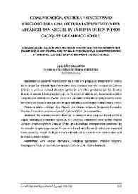 Portada:Comunicación, cultura y sincretismo religioso. Para una lectura interpretativa del Arcángel San Miguel en la fiesta de los indios caciques de Calbuco (Chile) / Julio Sáez Gallardo