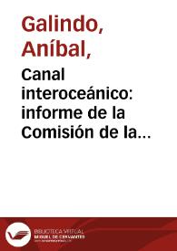 Portada:Canal interoceánico: informe de la Comisión de la Cámara de Representantes