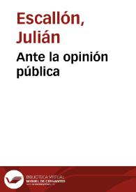 Portada:Ante la opinión pública