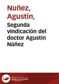 Portada:Segunda vindicación del doctor Agustín Núñez