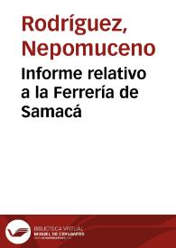 Portada:Informe relativo a la Ferrería de Samacá