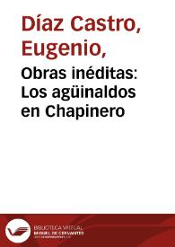 Portada:Obras inéditas: Los agüinaldos en Chapinero