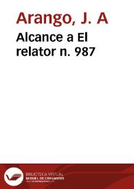 Portada:Alcance a El relator n. 987