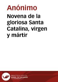 Portada:Novena de la gloriosa Santa Catalina, virgen y mártir