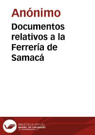 Portada:Documentos relativos a la Ferrería de Samacá