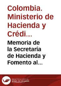 Portada:Memoria de la Secretaría de Hacienda y Fomento al Congreso de los Estados Unidos de Colombia en sus sesiones de 1864