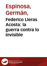 Portada:Federico Lleras Acosta: la guerra contra lo invisible