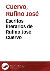 Portada:Escritos literarios de Rufino José Cuervo