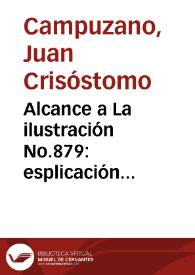 Portada:Alcance a La ilustración No.879: esplicación necesarisima