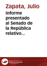 Portada:Informe presentado al Senado de la República relativo a un Proyecto de ley sobre Compañías de Seguros