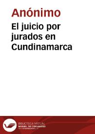 Portada:El juicio por jurados en Cundinamarca