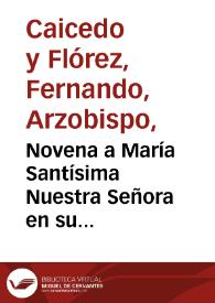 Portada:Novena a María Santísima Nuestra Señora en su milagrosa advocación del Pilar de Zaragoza, patrona titular del convento de religiosas de la Enseñanza, de Santafé de Bogotá