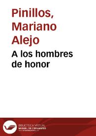 Portada:A los hombres de honor