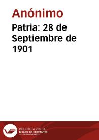 Portada:Patria: 28 de Septiembre de 1901