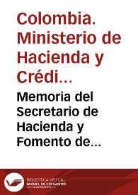 Portada:Memoria del Secretario de Hacienda y Fomento de Colombia