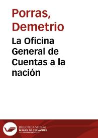 Portada:La Oficina General de Cuentas a la nación