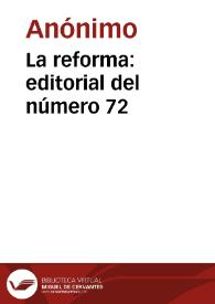 Portada:La reforma: editorial del número 72