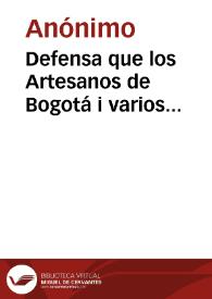 Portada:Defensa que los Artesanos de Bogotá i varios ciudadanos hacen al gran Jeneral T. C. de Mosquera, Presidente de los Estados Unidos de Colombia, ante sus compatriotas