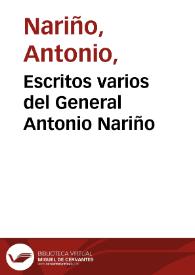 Portada:Escritos varios del General Antonio Nariño