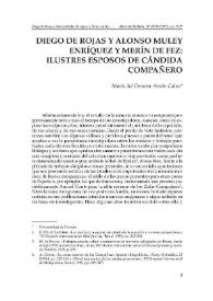 Portada:Diego de Rojas y Alonso Muley Enríquez y Merín de Fez: ilustres esposos de Cándida Compañero / María del Carmen Ansón Calvo