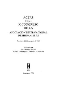 Portada:Actas del X Congreso de la Asociación Internacional de Hispanistas : Barcelona, 21-26 de agosto de 1989. Tomo III-IV / publicadas por Antonio Vilanova