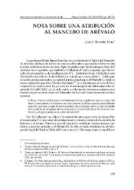 Portada:Nota sobre una atribución al Mancebo de Arévalo / Luis F. Bernabé Pons