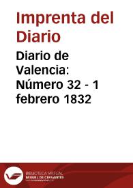 Portada:Diario de Valencia: Número 32 - 1 febrero 1832