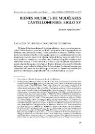Portada:Bienes muebles de mudéjares castellonenses. Siglo XV / Joaquín Aparici Martí