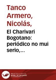 Portada:El Charivari Bogotano: periódico no mui serio, chistoso y amostazado