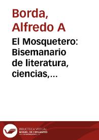 Portada:El Mosquetero: Bisemanario de literatura, ciencias, costumbres, variedades y avisos