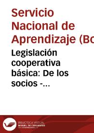 Portada:Legislación cooperativa básica: De los socios - Cartilla No. 25