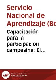 Portada:Capacitación para la participación campesina: El diagnóstico de la vereda No. 9