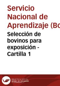 Portada:Selección de bovinos para exposición - Cartilla 1