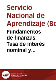 Portada:Fundamentos de finanzas: Tasa de interés nominal y efectiva - Cartilla No. 20