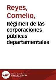 Portada:Régimen de las corporaciones públicas departamentales