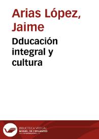 Portada:Dducación integral y cultura 