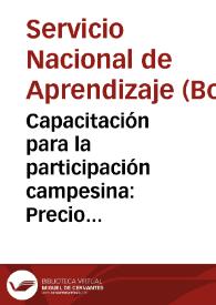 Portada:Capacitación para la participación campesina: Precio de mercado, ganancia y rentabilidad No. 7