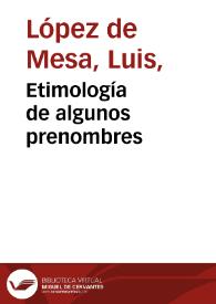 Portada:Etimología de  algunos prenombres