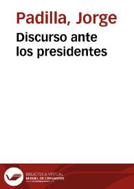 Portada:Discurso ante los presidentes