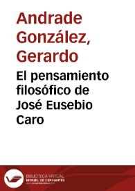 Portada:El pensamiento filosófico de José Eusebio Caro