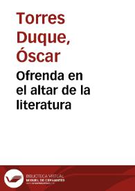 Portada:Ofrenda en el altar de la literatura