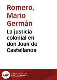 Portada:La justicia colonial en don Joan de Castellanos