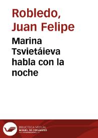 Portada:Marina Tsvietáieva habla con la noche