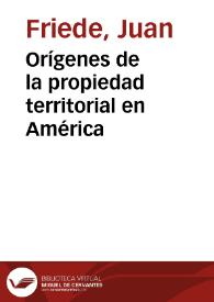 Portada:Orígenes de la propiedad territorial en América