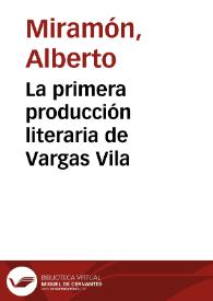 Portada:La primera producción literaria de Vargas Vila