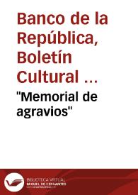 Portada:"Memorial de agravios"