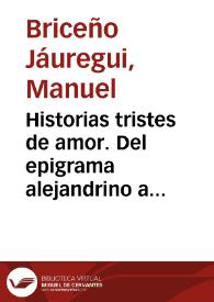 Portada:Historias tristes de amor. Del epigrama alejandrino a Partenio de Nicea