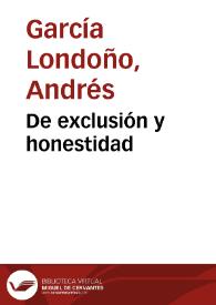 Portada:De exclusión y honestidad