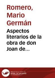 Portada:Aspectos literarios de la obra de don Joan de Castellanos : Capítulo VII