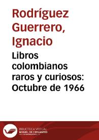 Portada:Libros colombianos raros y curiosos: Octubre de 1966